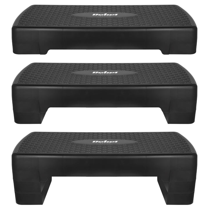 Aerobics- en fitnessstep Rebel Active, 3 treden, 68 cm, zwart, RBA-3227-BK