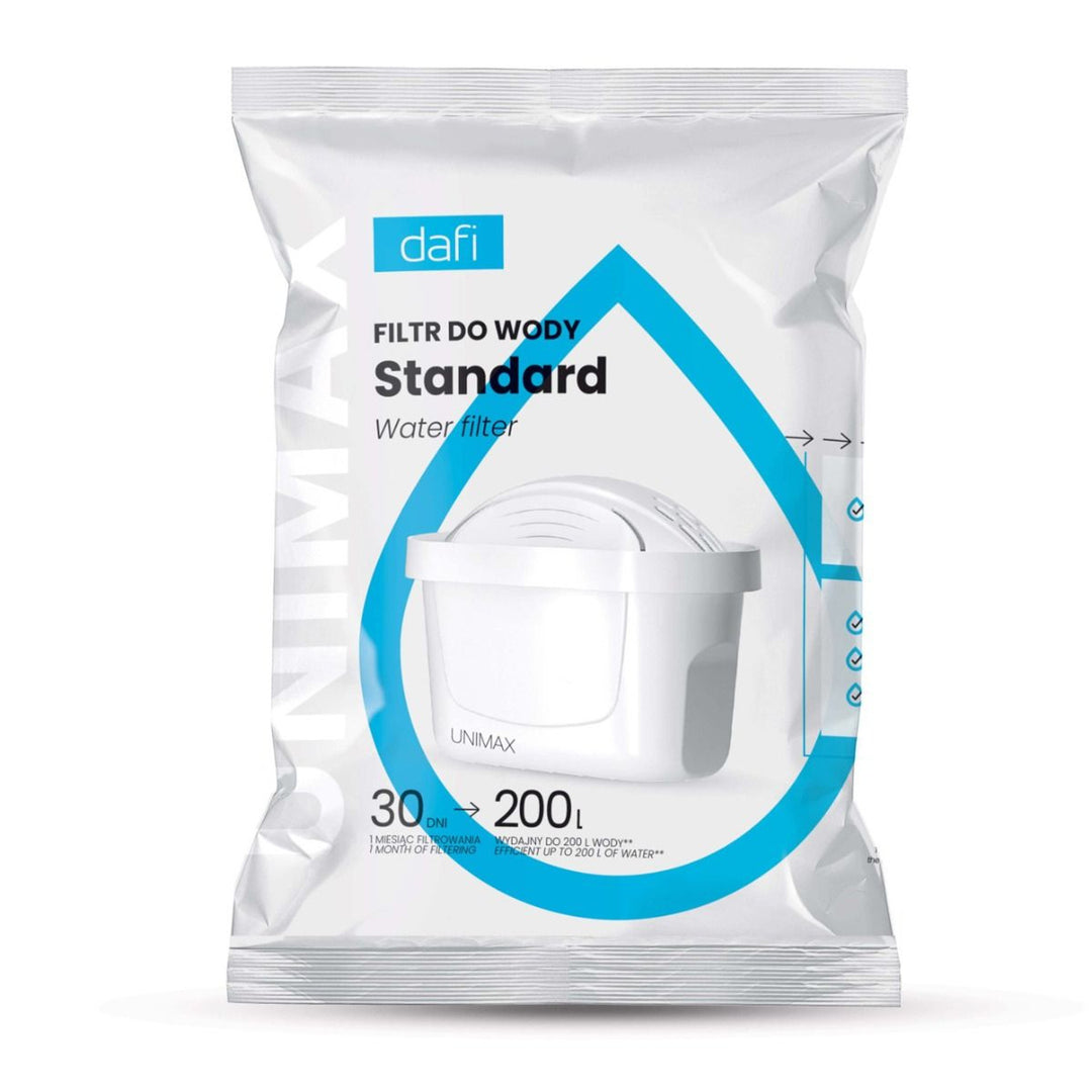 Set van 5 filters voor de Dafi-filterkan, Unimax-filterpatroon, capaciteit tot 200 liter water, verminderen de waterhardheid, D.WF.DAFI.UM.4+1.P