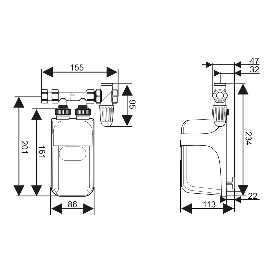 Dafi doorstroomboiler, voor onder de wastafel, met aansluiting, 3,7 kW, 230 V