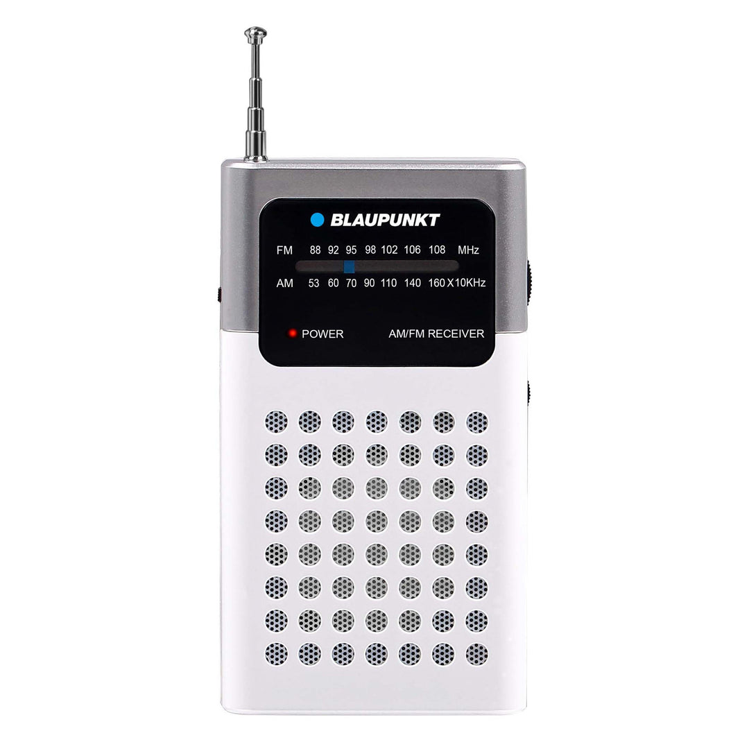 Blaupunkt draagbare AM/FM-radio, ingebouwde mini-jack-aansluiting, ingebouwde versterker, uitschuifbare antenne, lichtgewicht en handzaam, werkt op twee AA-batterijen van 3 V, PR4WH