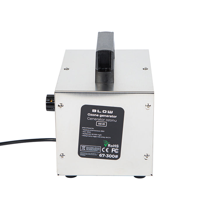 Blow ozonegenerator, capaciteit 60000 mg/u, vermogen 120 W, laag stroomverbruik, lange kabel, instelbare bedrijfstijd, 4 ozonisatieplaten, 67-300#
