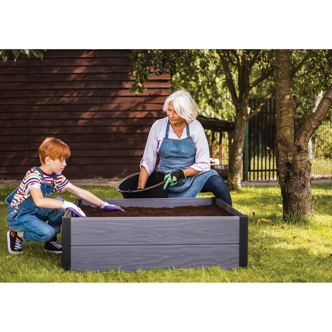 Keter Maple tuinrand, kunststof, kleur grijs, afmetingen 106x106x32 cm, weerbestendig, 249298