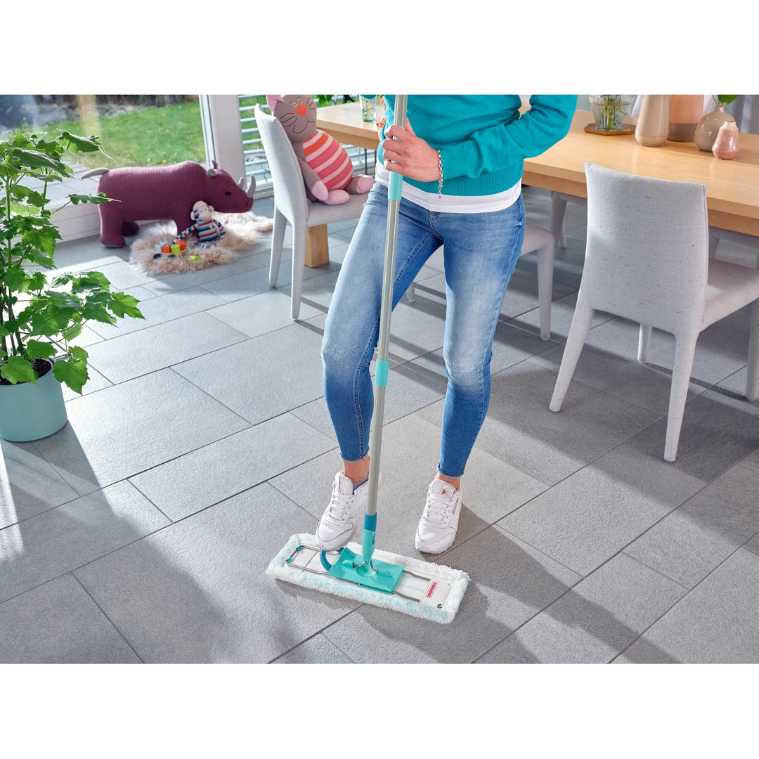 Leifheit Profi-set, dweil en emmer op wieltjes, met voetpedaal, eenvoudig te legen, inhoud 8 l, Micro Duo-opzetstuk, 55096