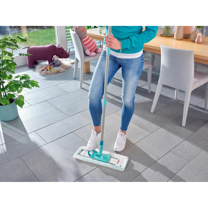 Leifheit Profi-set, dweil en emmer op wieltjes, met voetpedaal, eenvoudig te legen, inhoud 8 l, Micro Duo-opzetstuk, 55096