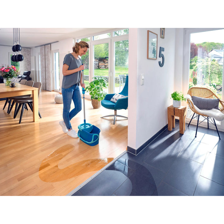 Leifheit Clean Twist-set, draaibare dweil en emmer, verstelbare steel, inhoud emmer 6 l, Micro Duo-opzetstuk, 52101