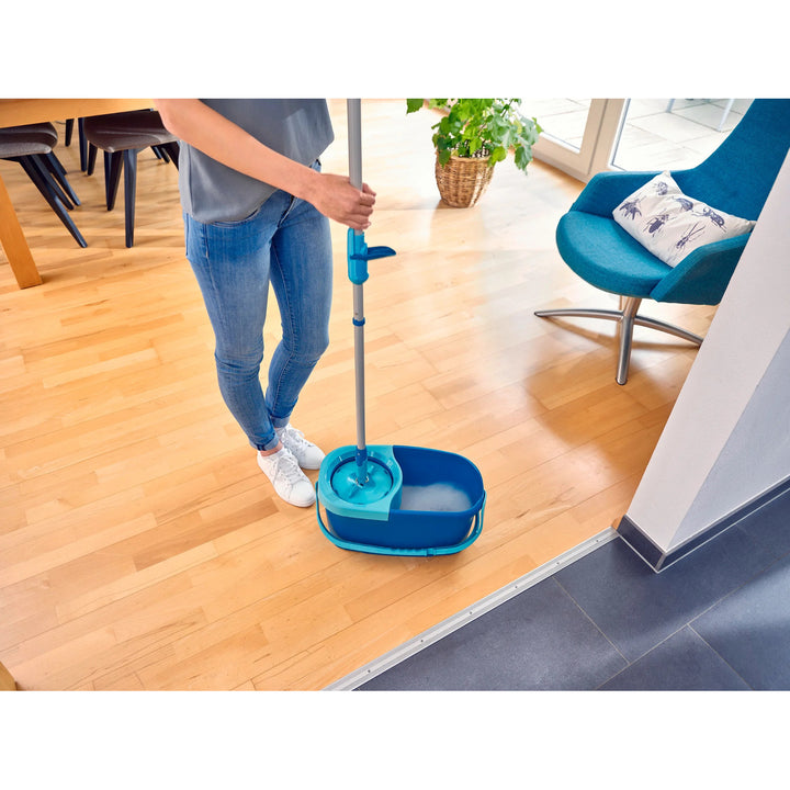 Leifheit Clean Twist-set, draaibare dweil en emmer, verstelbare steel, inhoud emmer 6 l, Micro Duo-opzetstuk, 52101