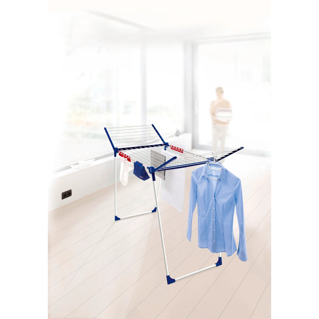 Pegasus 200 Solid Comfort droogrek van Leifheit, lengte van de lijnen 20 m, antislipvoetjes, weerbestendig, 2 wasknijpers, 81516