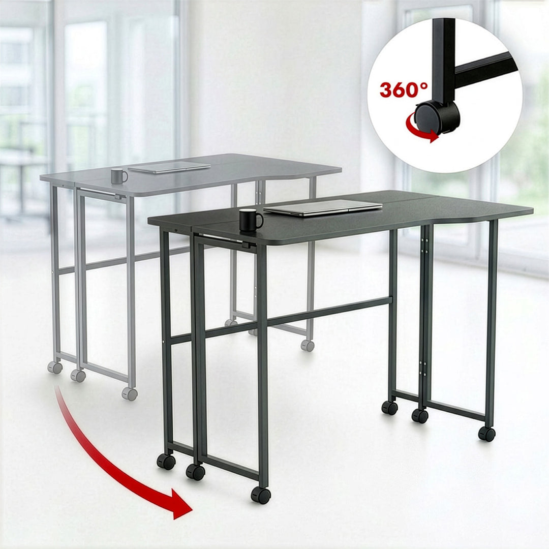 Opvouwbaar bureau Maclean, zwart, verplaatsbaar, 100 x 65 cm, max. 50 kg, hoekmodel, L-vorm, MC-1250 L/B