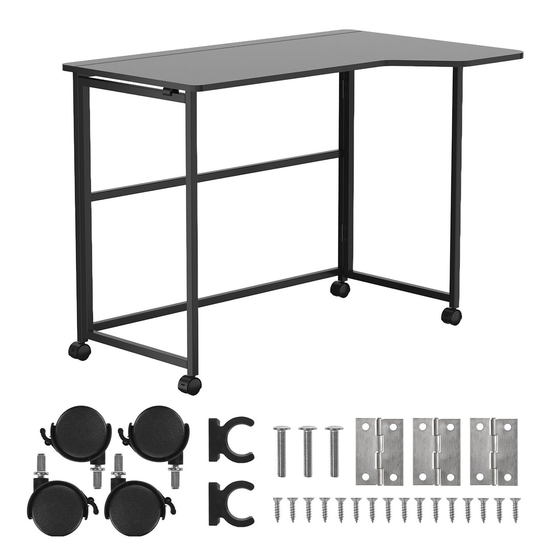 Opvouwbaar bureau Maclean, zwart, verplaatsbaar, 100 x 65 cm, max. 50 kg, hoekmodel, L-vorm, MC-1250 L/B