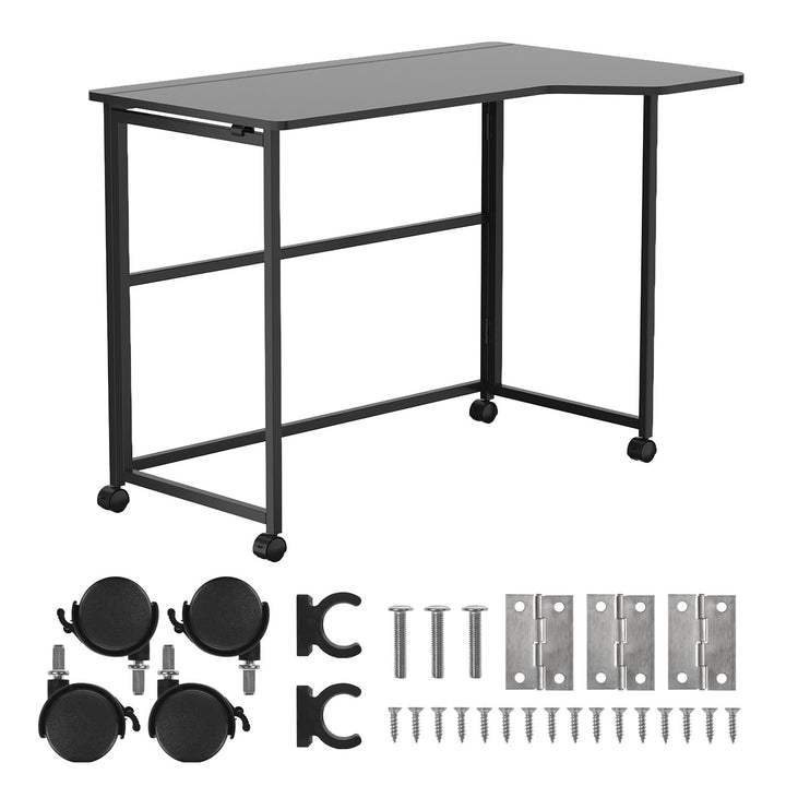 Opvouwbaar bureau Maclean, zwart, verplaatsbaar, 100 x 65 cm, max. 50 kg, hoekmodel, L-vorm, MC-1250 L/B