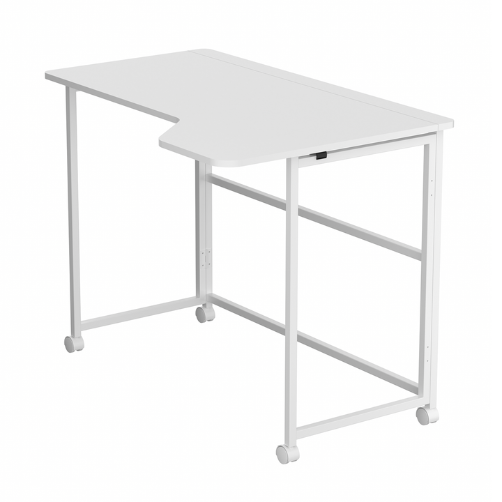 Opvouwbaar bureau Maclean, wit, verplaatsbaar, 100 x 65 cm, max. 50 kg, hoekmodel, L-vorm, MC-1250 L/W