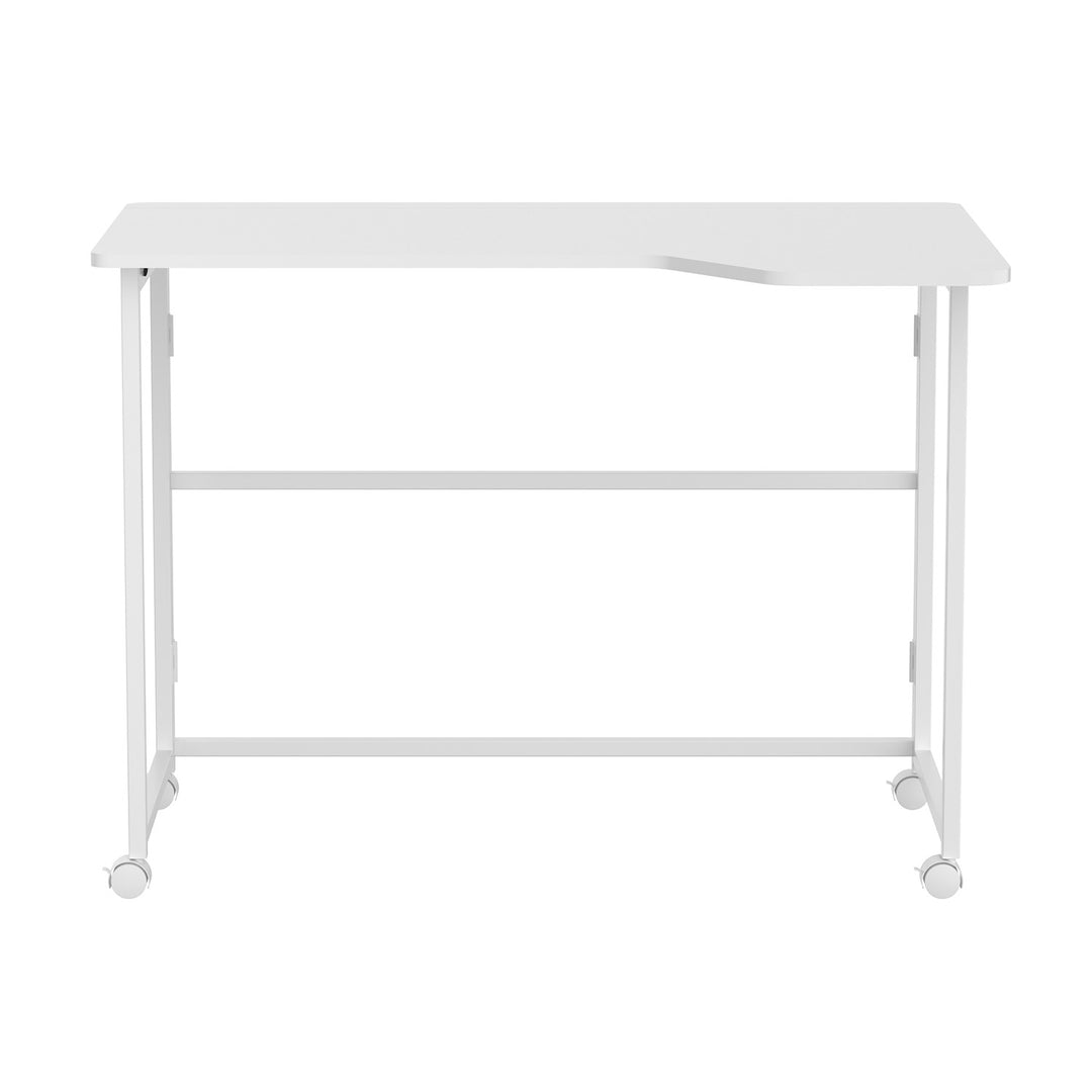 Opvouwbaar bureau Maclean, wit, verplaatsbaar, 100 x 65 cm, max. 50 kg, hoekmodel, L-vorm, MC-1250 L/W