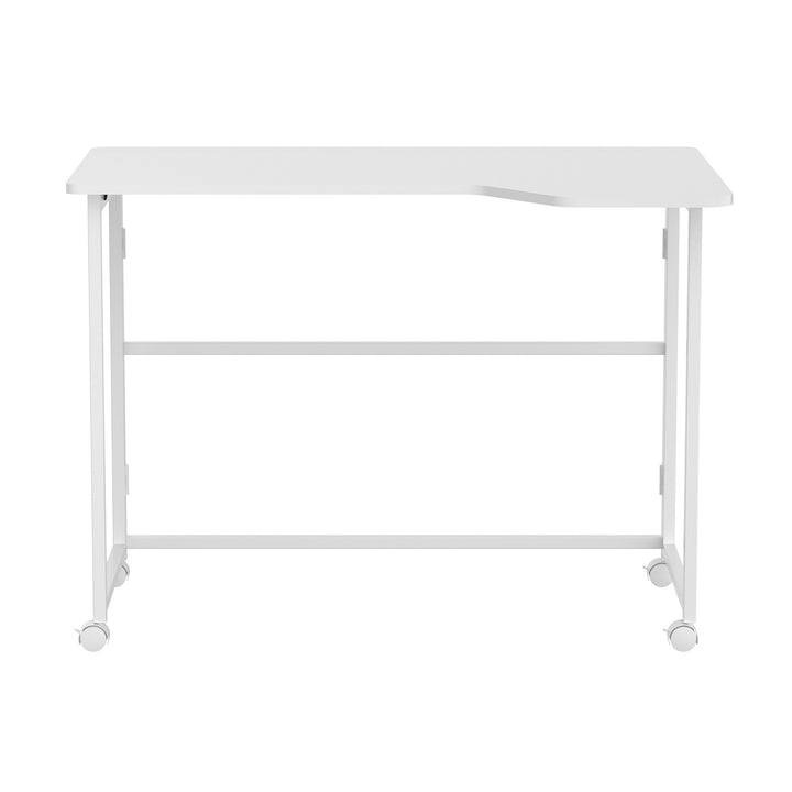 Opvouwbaar bureau Maclean, wit, verplaatsbaar, 100 x 65 cm, max. 50 kg, hoekmodel, L-vorm, MC-1250 L/W