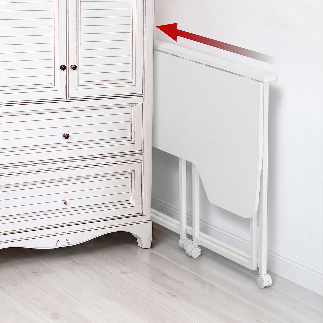 Opvouwbaar bureau Maclean, wit, verplaatsbaar, 100 x 65 cm, max. 50 kg, hoekmodel, L-vorm, MC-1250 L/W