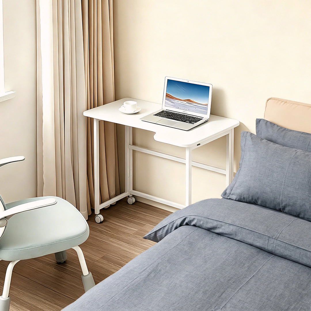 Opvouwbaar bureau Maclean, wit, verplaatsbaar, 100 x 65 cm, max. 50 kg, hoekmodel, L-vorm, MC-1250 L/W
