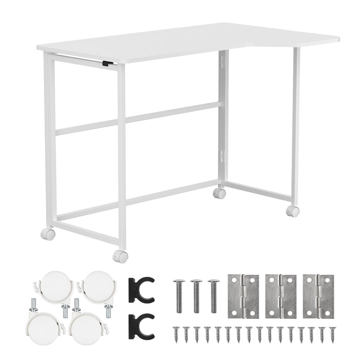 Opvouwbaar bureau Maclean, wit, verplaatsbaar, 100 x 65 cm, max. 50 kg, hoekmodel, L-vorm, MC-1250 L/W