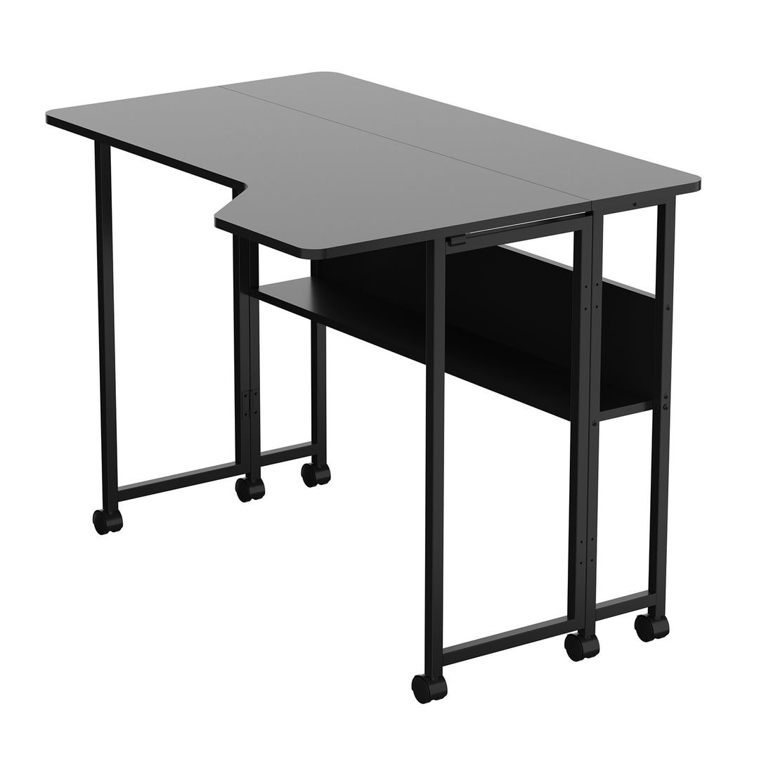 Opvouwbaar bureau / tafeltje Maclean, zwart, verplaatsbaar, 100 x 73 cm, max. 50 kg, hoekmodel, L-vorm, MC-126 L/B