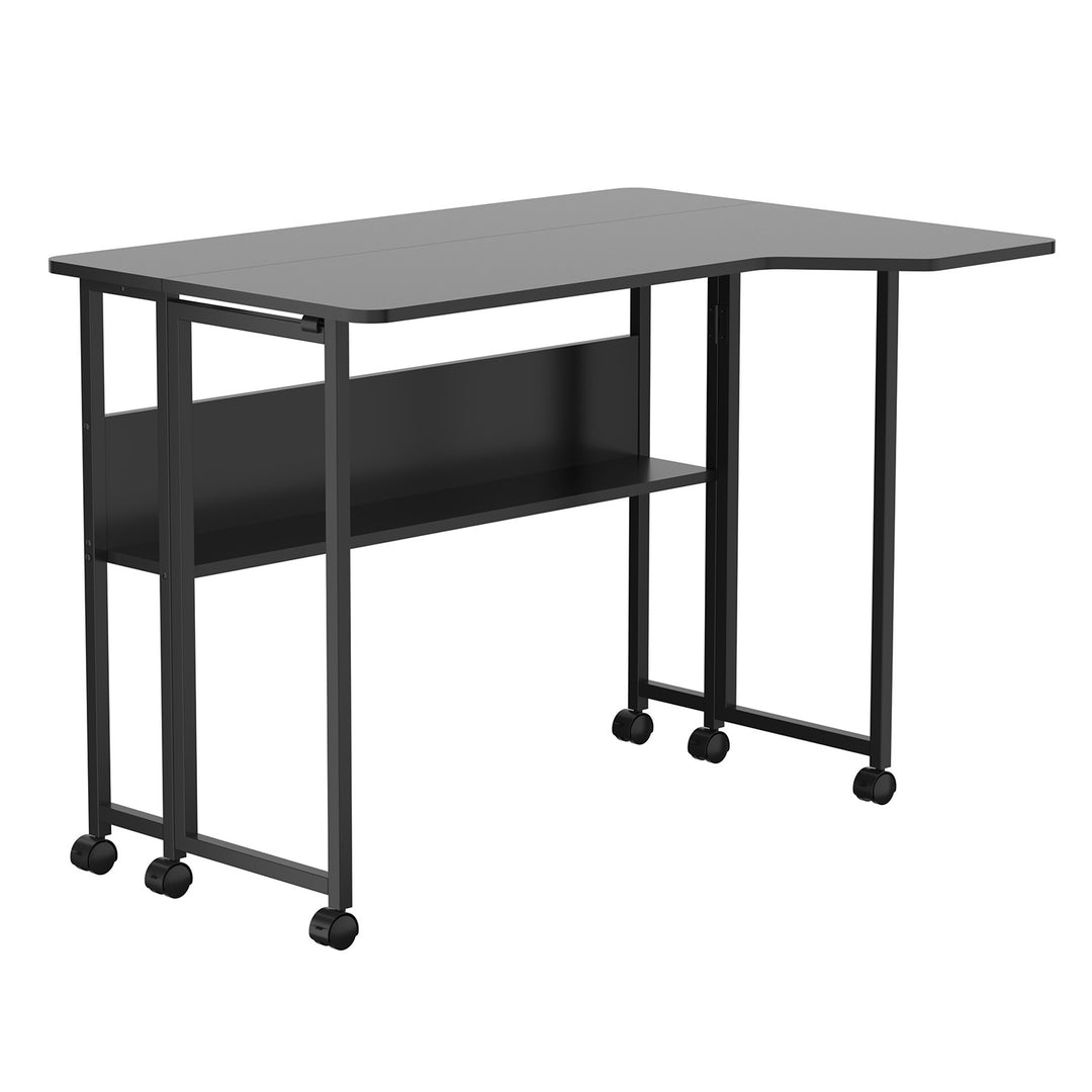 Opvouwbaar bureau / tafeltje Maclean, zwart, verplaatsbaar, 100 x 73 cm, max. 50 kg, hoekmodel, L-vorm, MC-126 L/B