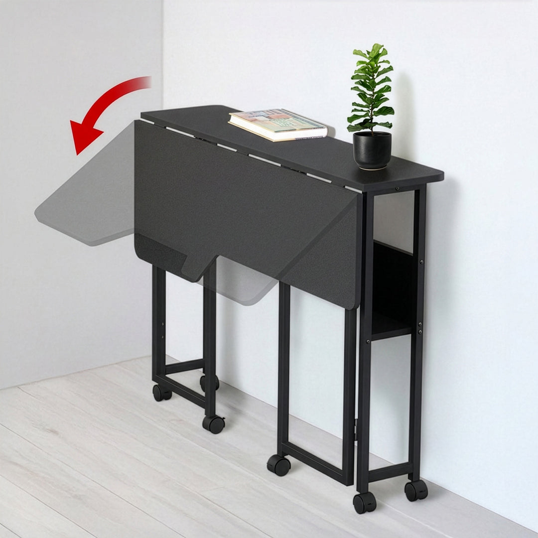 Opvouwbaar bureau / tafeltje Maclean, zwart, verplaatsbaar, 100 x 73 cm, max. 50 kg, hoekmodel, L-vorm, MC-126 L/B