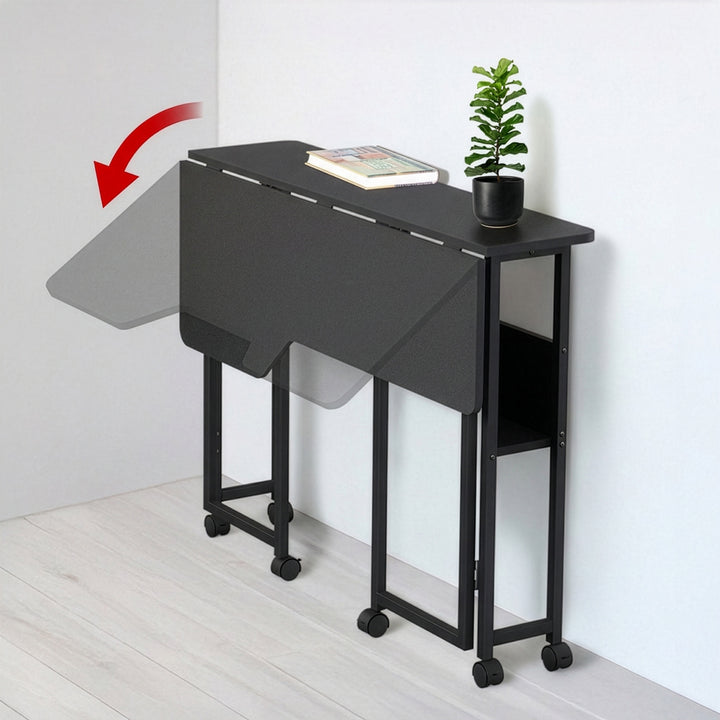 Opvouwbaar bureau / tafeltje Maclean, zwart, verplaatsbaar, 100 x 73 cm, max. 50 kg, hoekmodel, L-vorm, MC-126 L/B
