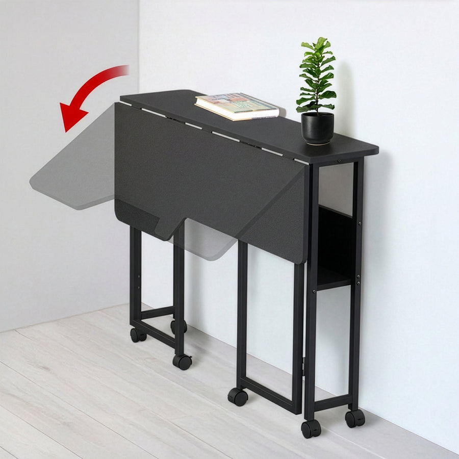 Opvouwbaar bureau / tafeltje Maclean, zwart, verplaatsbaar, 100 x 73 cm, max. 50 kg, hoekmodel, L-vorm, MC-126 L/B