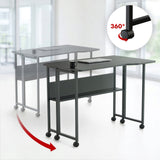 Opvouwbaar bureau / tafeltje Maclean, zwart, verplaatsbaar, 100 x 73 cm, max. 50 kg, hoekmodel, L-vorm, MC-126 L/B