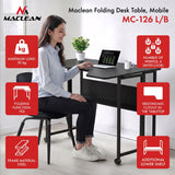 Opvouwbaar bureau / tafeltje Maclean, zwart, verplaatsbaar, 100 x 73 cm, max. 50 kg, hoekmodel, L-vorm, MC-126 L/B