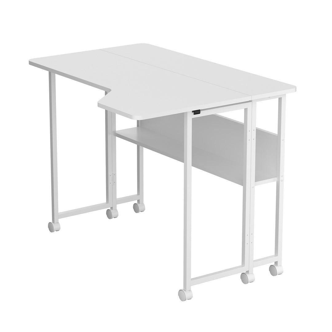 Opvouwbaar bureau / tafeltje Maclean, wit, verplaatsbaar, 100 x 73 cm, max. 50 kg, hoekmodel, L-vorm, MC-126 L/W