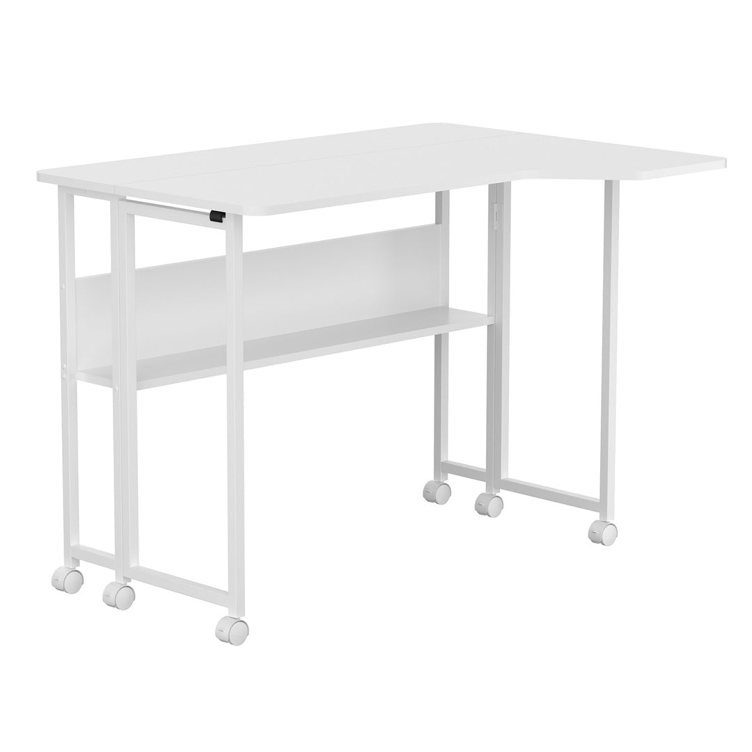 Opvouwbaar bureau / tafeltje Maclean, wit, verplaatsbaar, 100 x 73 cm, max. 50 kg, hoekmodel, L-vorm, MC-126 L/W