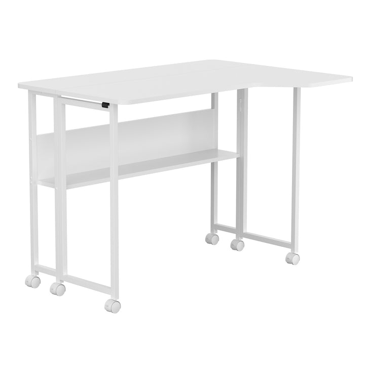 Opvouwbaar bureau / tafeltje Maclean, wit, verplaatsbaar, 100 x 73 cm, max. 50 kg, hoekmodel, L-vorm, MC-126 L/W