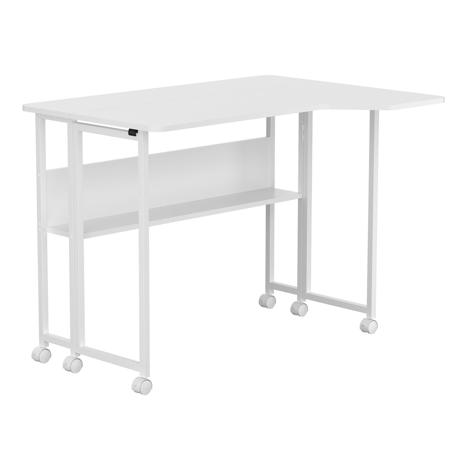 Opvouwbaar bureau / tafeltje Maclean, wit, verplaatsbaar, 100 x 73 cm, max. 50 kg, hoekmodel, L-vorm, MC-126 L/W