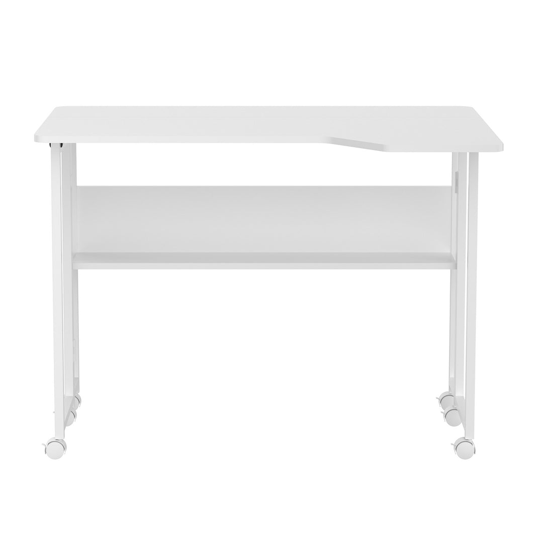 Opvouwbaar bureau / tafeltje Maclean, wit, verplaatsbaar, 100 x 73 cm, max. 50 kg, hoekmodel, L-vorm, MC-126 L/W