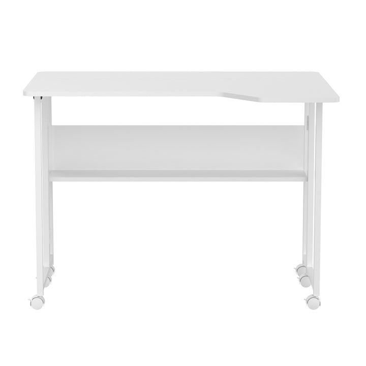 Opvouwbaar bureau / tafeltje Maclean, wit, verplaatsbaar, 100 x 73 cm, max. 50 kg, hoekmodel, L-vorm, MC-126 L/W