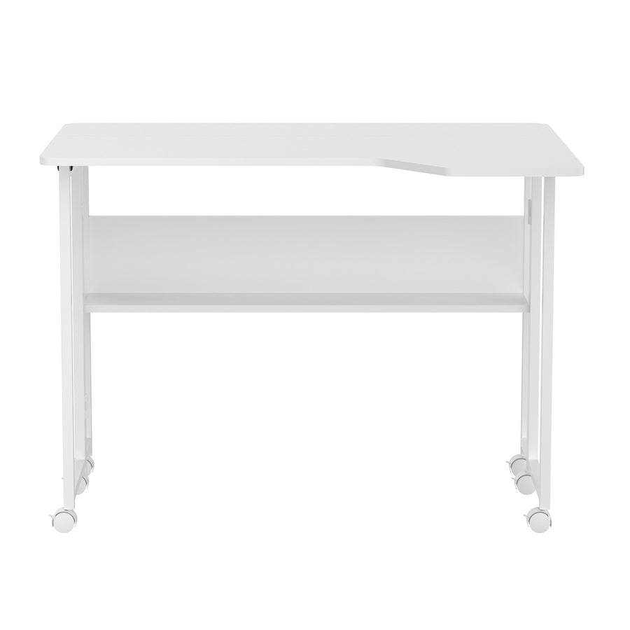 Opvouwbaar bureau / tafeltje Maclean, wit, verplaatsbaar, 100 x 73 cm, max. 50 kg, hoekmodel, L-vorm, MC-126 L/W