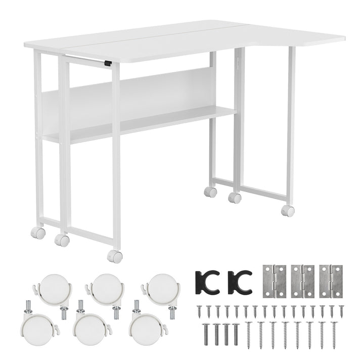 Opvouwbaar bureau / tafeltje Maclean, wit, verplaatsbaar, 100 x 73 cm, max. 50 kg, hoekmodel, L-vorm, MC-126 L/W