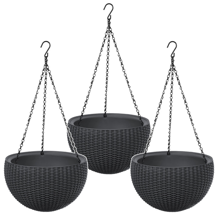 Keter Sphere Planter hangpot, kleur antraciet, 3 stuks