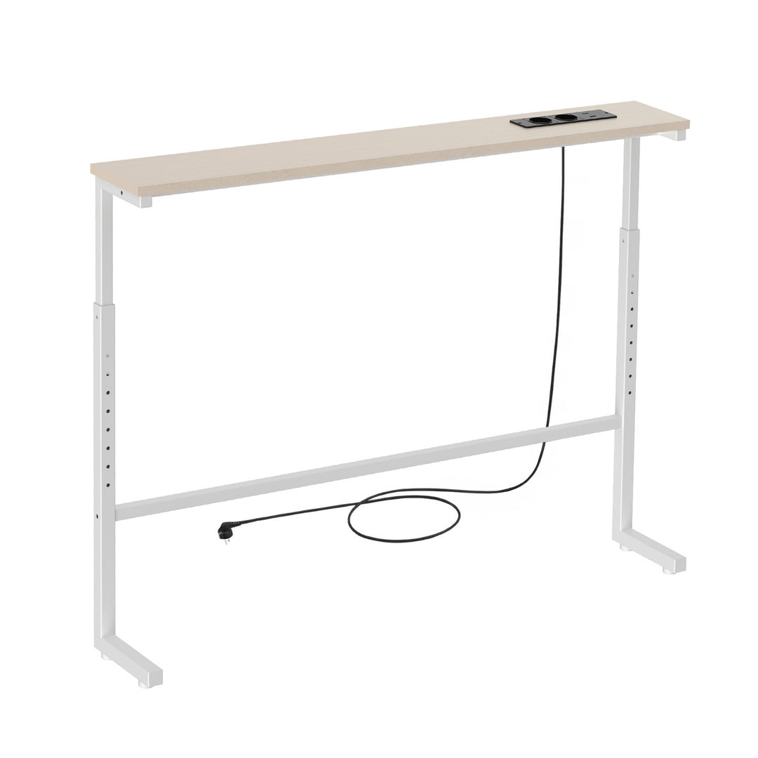 Maclean-console/tafeltje met oplaadstrip, wit met lichtgekleurd tafelblad, in hoogte verstelbaar van 62 tot 83 cm, max. 25 kg, snoer van 2,5 m, MC-140 W