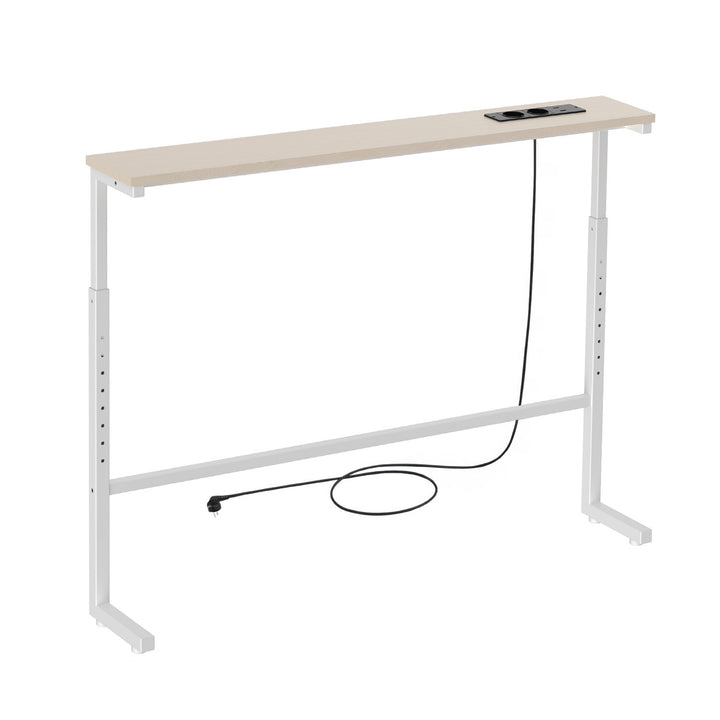 Maclean-console/tafeltje met oplaadstrip, wit met lichtgekleurd tafelblad, in hoogte verstelbaar van 62 tot 83 cm, max. 25 kg, snoer van 2,5 m, MC-140 W