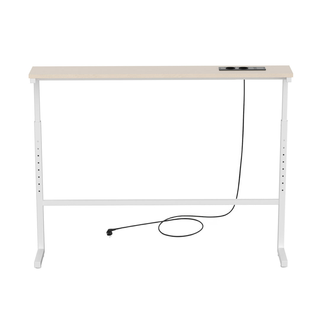 Maclean-console/tafeltje met oplaadstrip, wit met lichtgekleurd tafelblad, in hoogte verstelbaar van 62 tot 83 cm, max. 25 kg, snoer van 2,5 m, MC-140 W