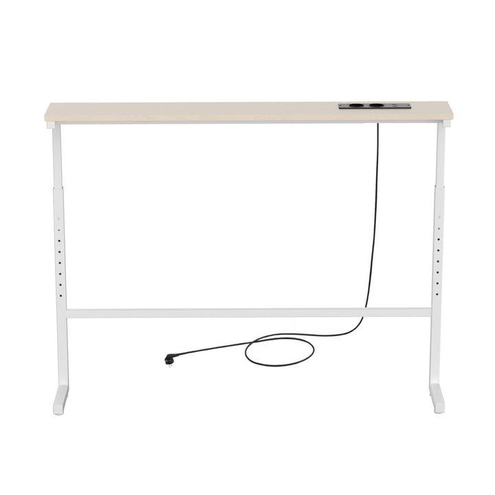 Maclean-console/tafeltje met oplaadstrip, wit met lichtgekleurd tafelblad, in hoogte verstelbaar van 62 tot 83 cm, max. 25 kg, snoer van 2,5 m, MC-140 W