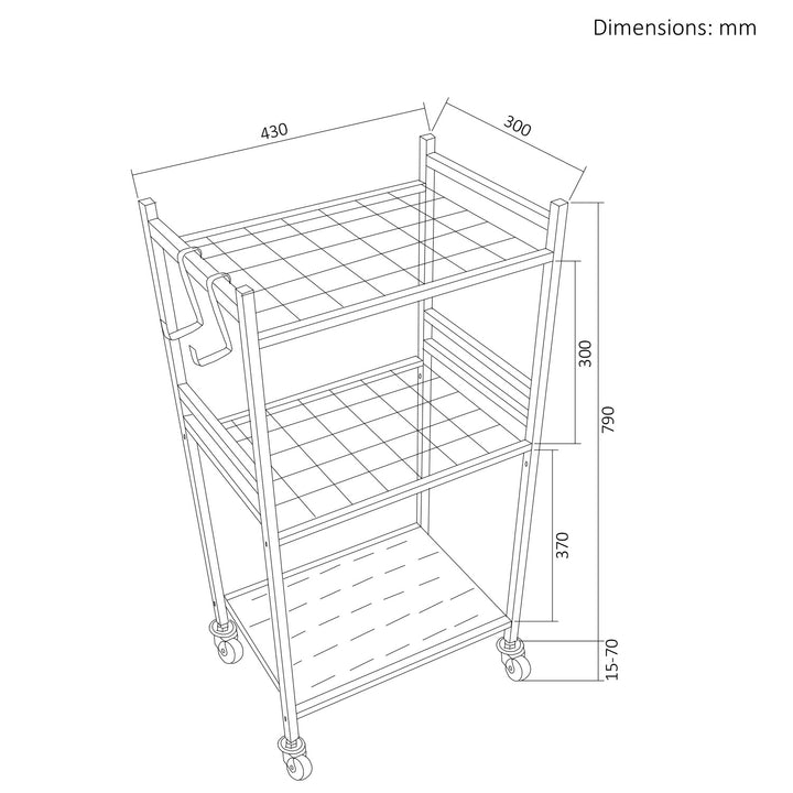 Moble gereedschapstandaard / -kar voor tuingereedschap van Maclean, zwart, afmetingen 43x30x79 cm, max. 20 kg, MC-138