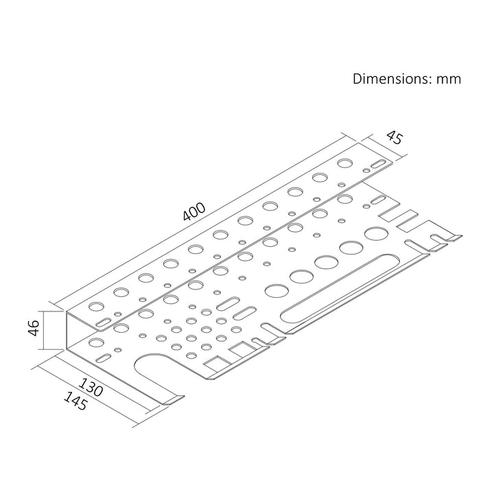 Maclean wandorganizer / gereedschapsrek, zwart, afmetingen 40 x 14,5 x 4,6 cm, max. 30 kg, MC-141