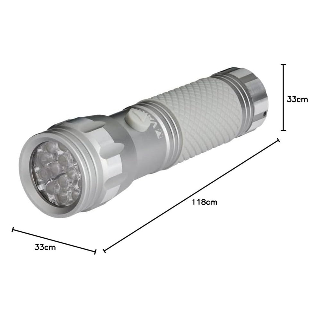 UV-LED-zaklamp 15638 van aluminium, UV-golflengte 395-400 nm, Multi-LED-technologie + Varta-batterijen meegeleverd