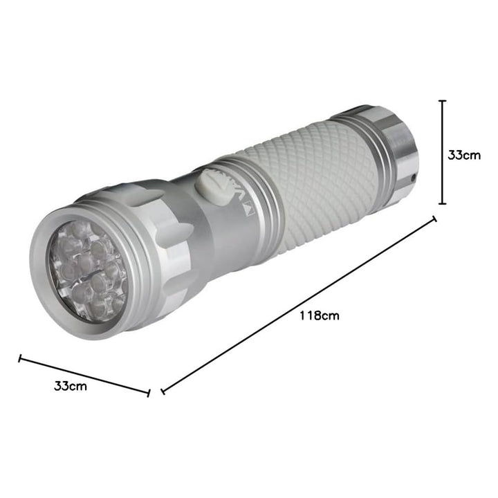 UV-LED-zaklamp 15638 van aluminium, UV-golflengte 395-400 nm, Multi-LED-technologie + Varta-batterijen meegeleverd