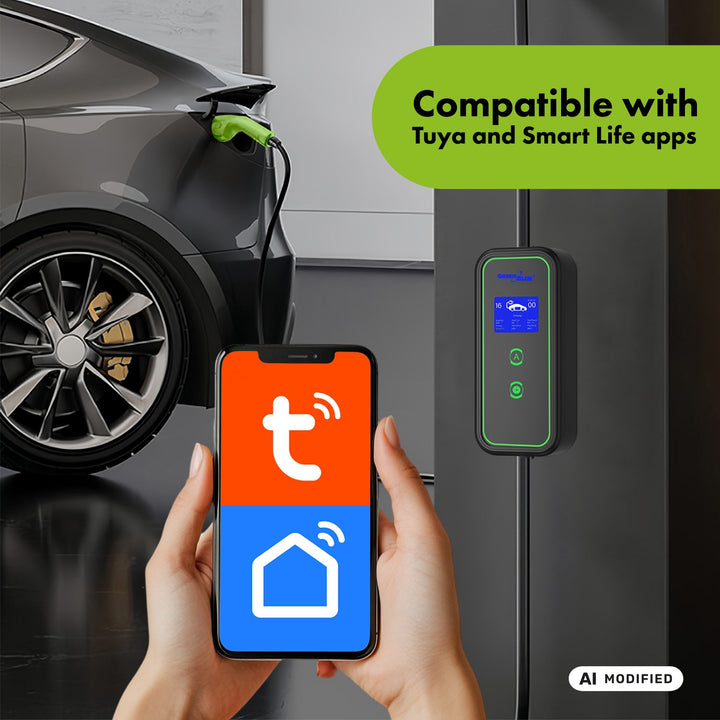 GreenBlue-oplader voor EV’s/PHEV’s, draagbaar, type 2, kabellengte 6,8 m, IP65, 11 kW, 220-380 V AC 50/60 Hz, 16 A, 3 fasen, GB1100