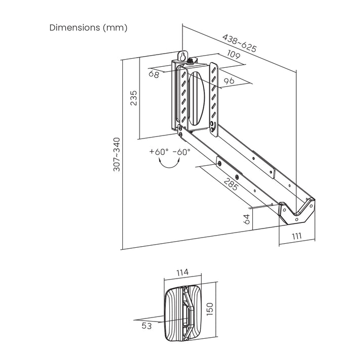 Maclean wandfietshouder, max. 35 kg, MC-498, 4 stuks