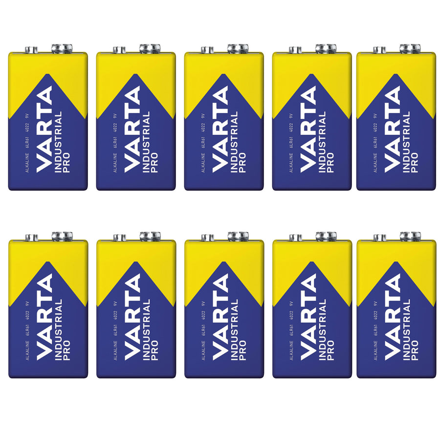 10 stuks R9V R-9 6LR61 9V R-9 alkalinebatterijen van Varta Industrial Pro