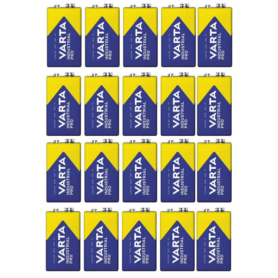 20 stuks R9V R-9 6LR61 9V R-9 alkalinebatterijen van Varta Industrial Pro