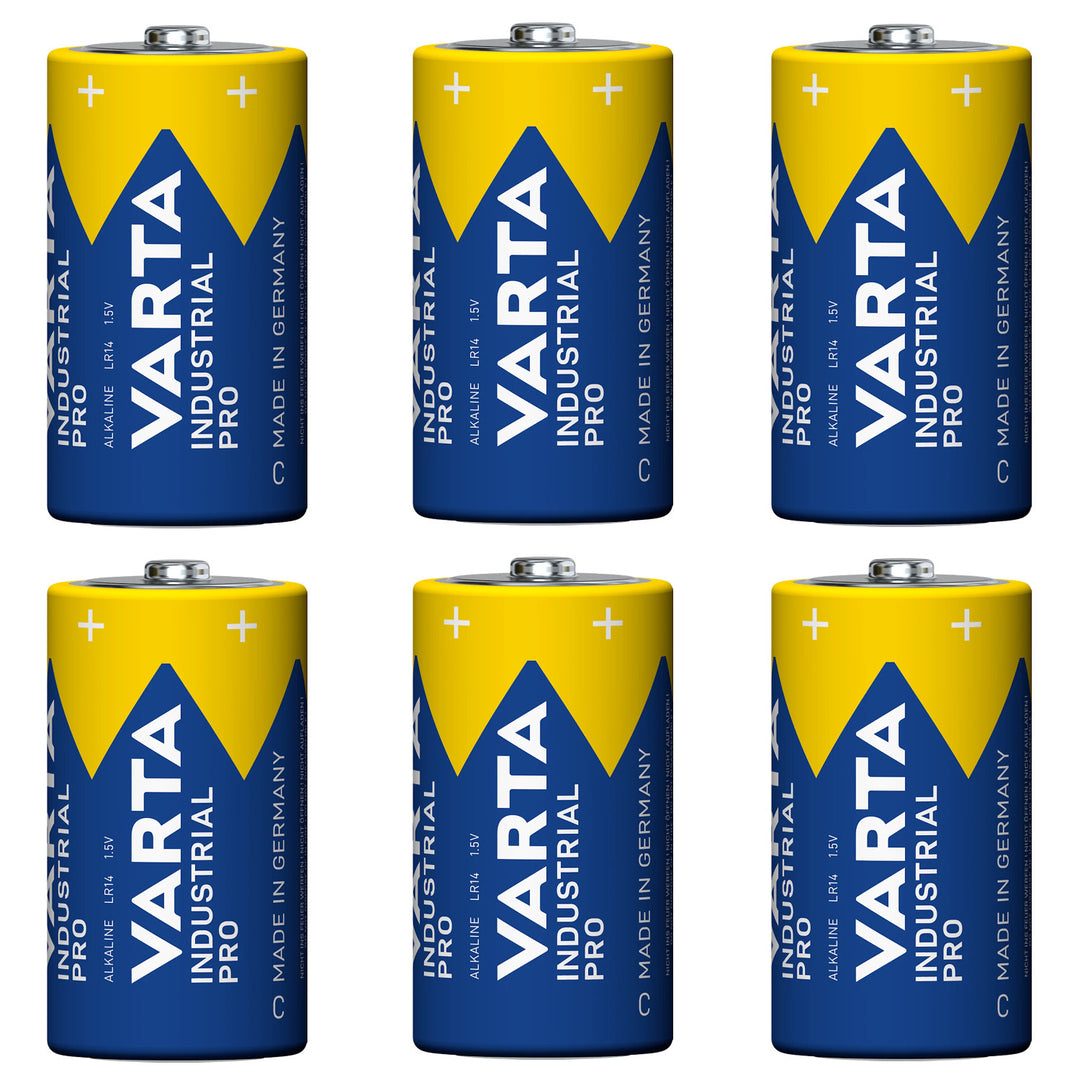 6 stuks R-14 LR14 C 1,5 V alkalinebatterijen van Varta Industrial Pro