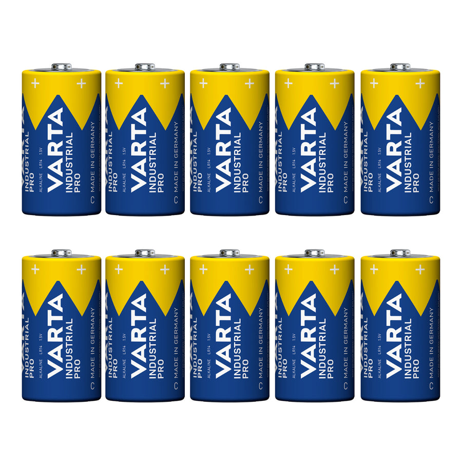 10 stuks R-14 LR14 C 1,5 V alkalinebatterijen van Varta Industrial Pro
